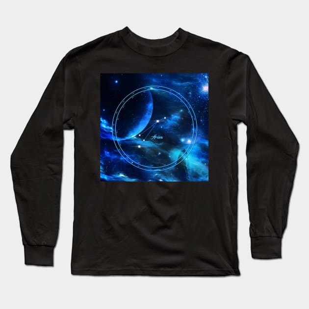 Golden zodiac aries star sign Long Sleeve T-Shirt by Nicky2342